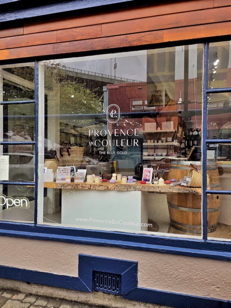 Provence en Couleur store in Vancouver on Granville Island with displays of lavender