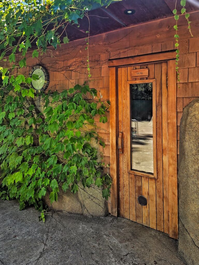 the sauna at The Painted Boat Spa