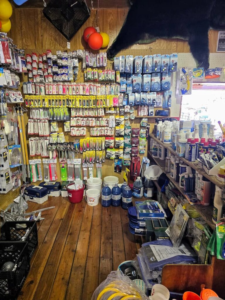 fishing supplies in the General Store in Refuge Cove in Desolation Sound BC Canada