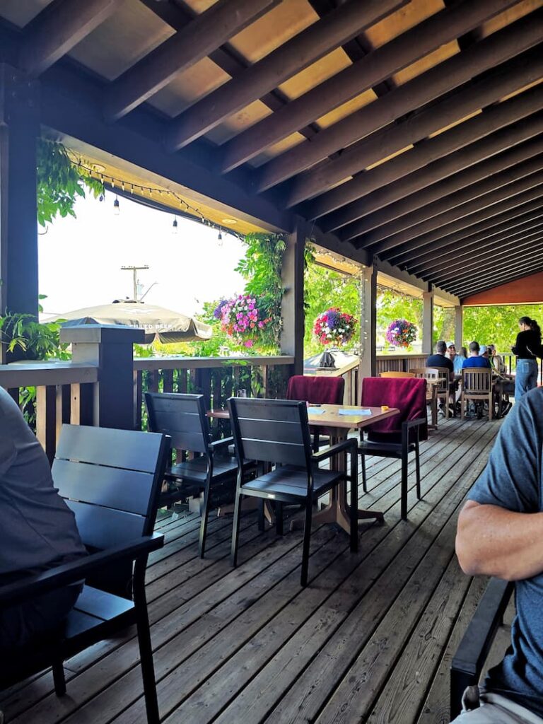 Salt Spring Inn covered patio with tables