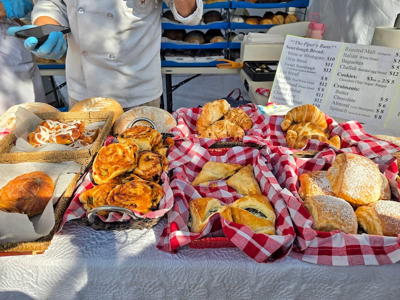 baked goods at a booth at the Salt Spring farmers market