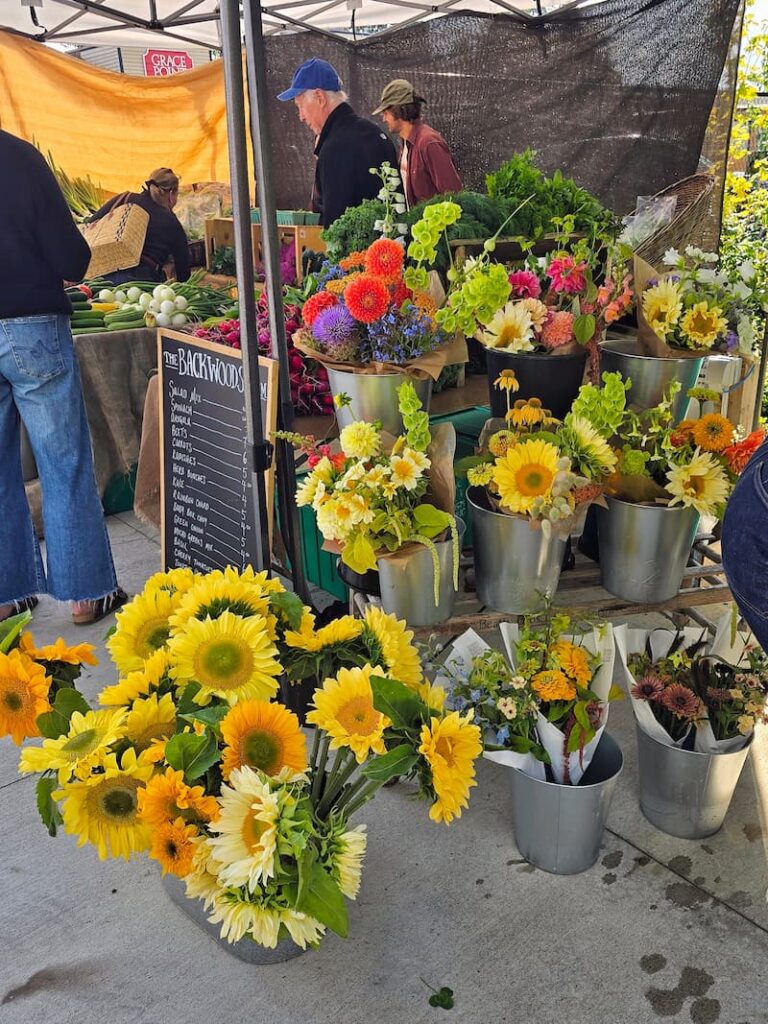 Summer Love flowers booth at the farmers market