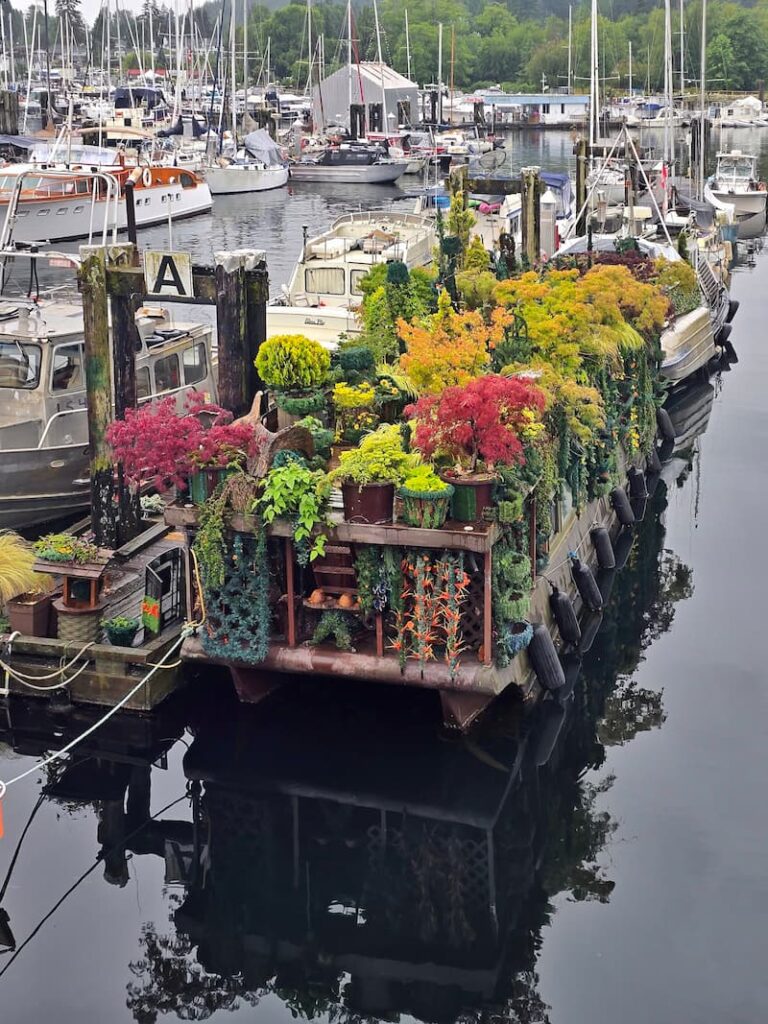 The Flora floating flower garden boat in Gibsons