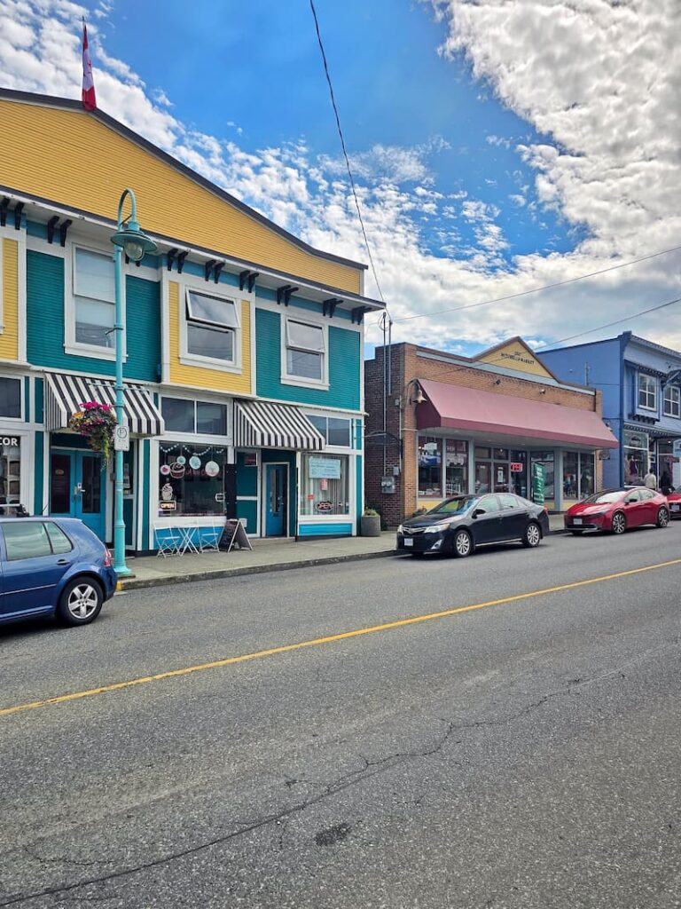 buildings and store fronts in the Old City Quarter in Nanaimo