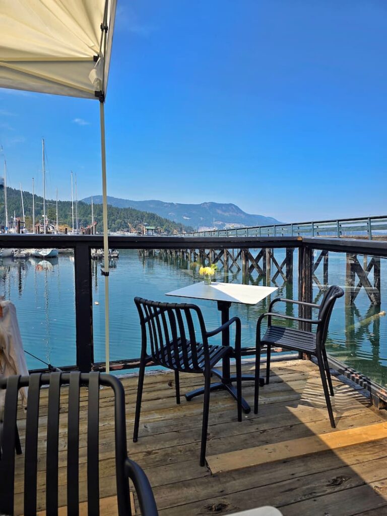 Azure Pier restaurant patio in Brentwood Bay BC