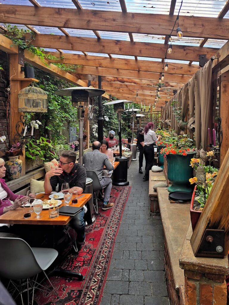 Elegant patio of Il Terrazzo Italian restaurant in Victoria BC