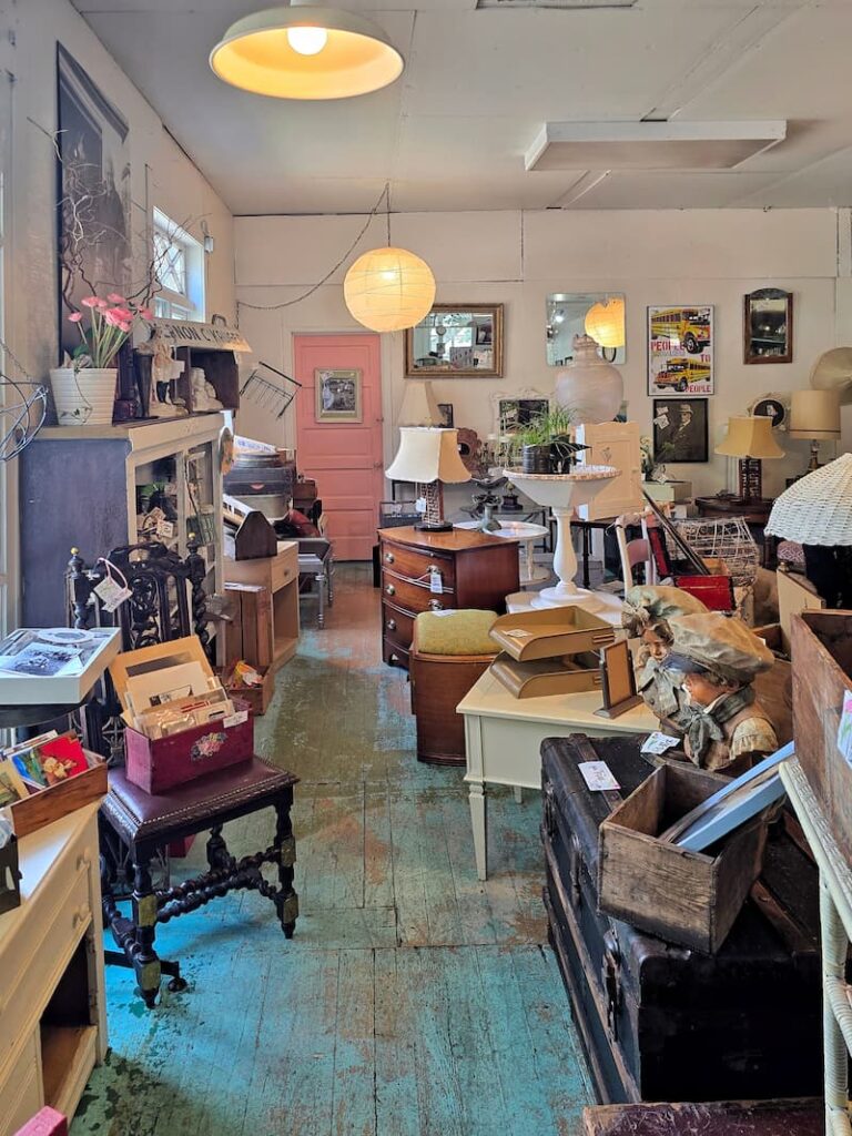 Vintage finds inside Kay's Korner shop on Cook Street Victoria BC