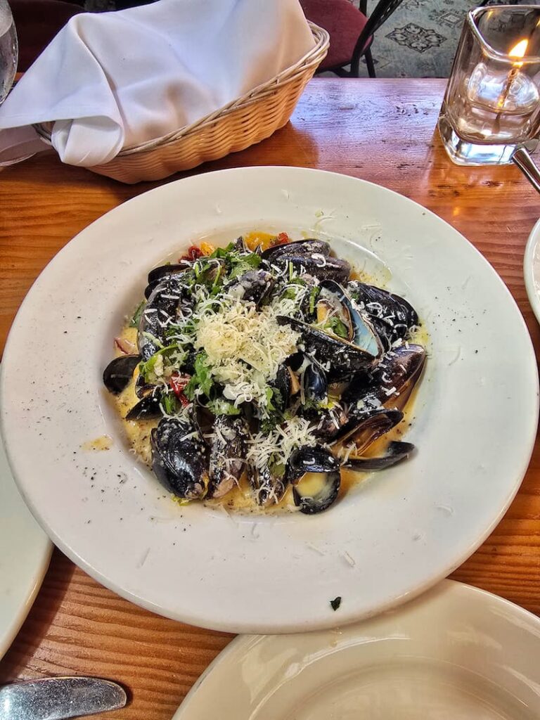 Fresh mussels dish at Il Terrazzo restaurant in Victoria BC