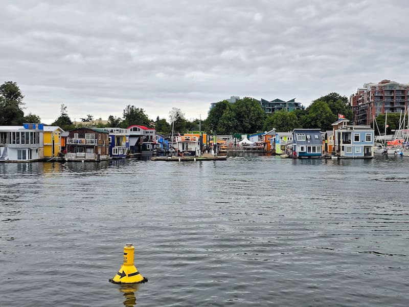 View of Fisherman's Wharf in Victoria BC from the water