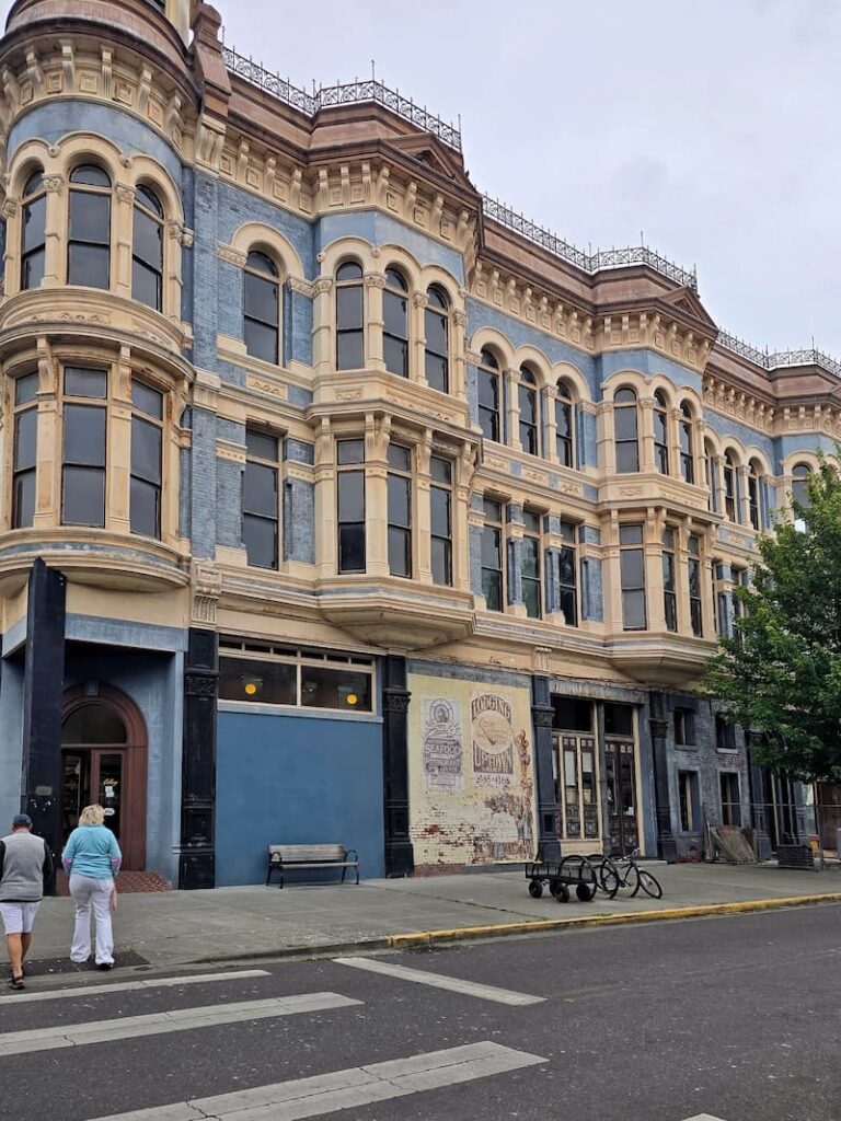 blue Historic Victorian building in downtown Port Townsend Washington