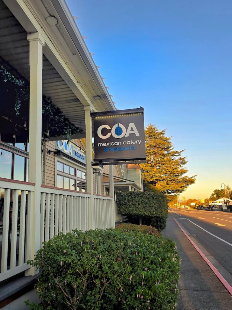 Outside COA Mexican Eatery in La Conner, Washington