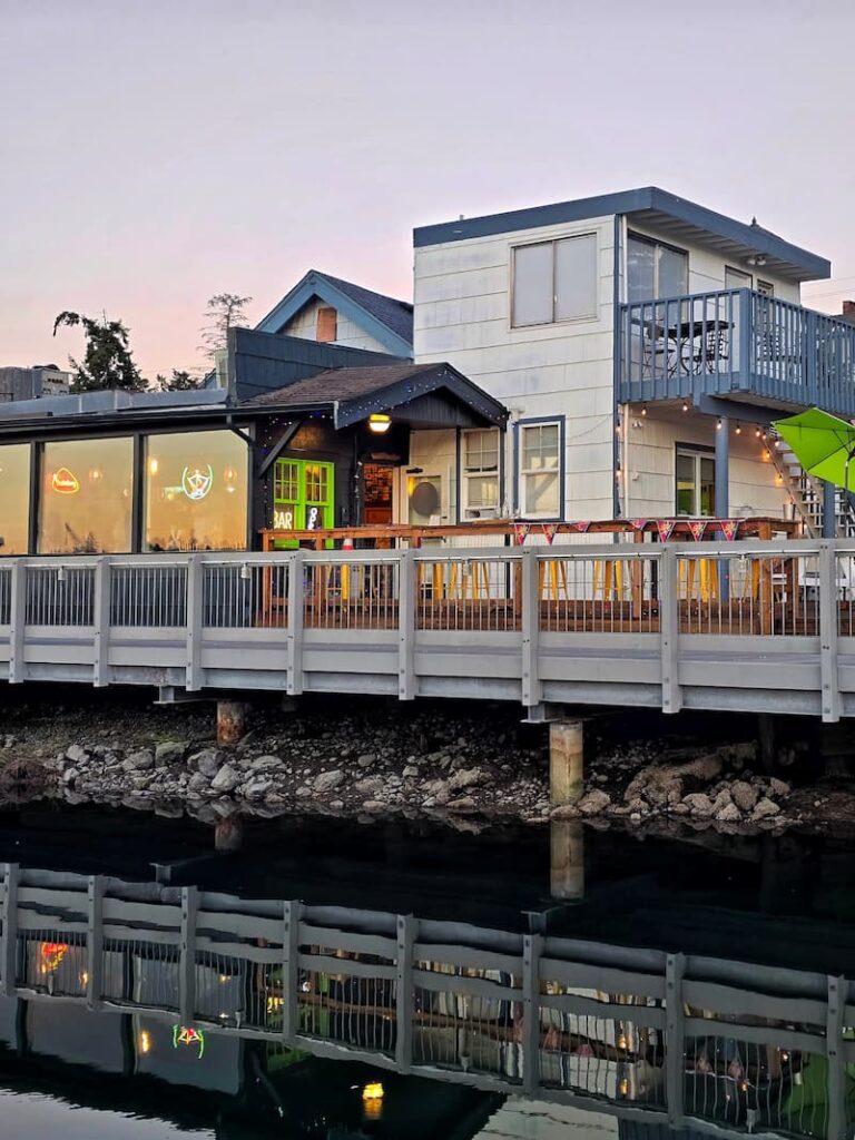 The Pie Dive Bar on the La Conner waterfront seen from the dock