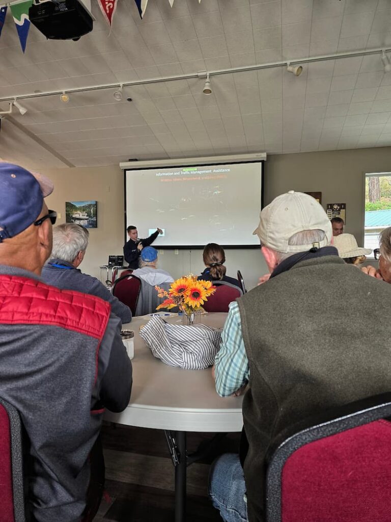 Kadey Krogen owners listening to a presentation at the Rendezvous
