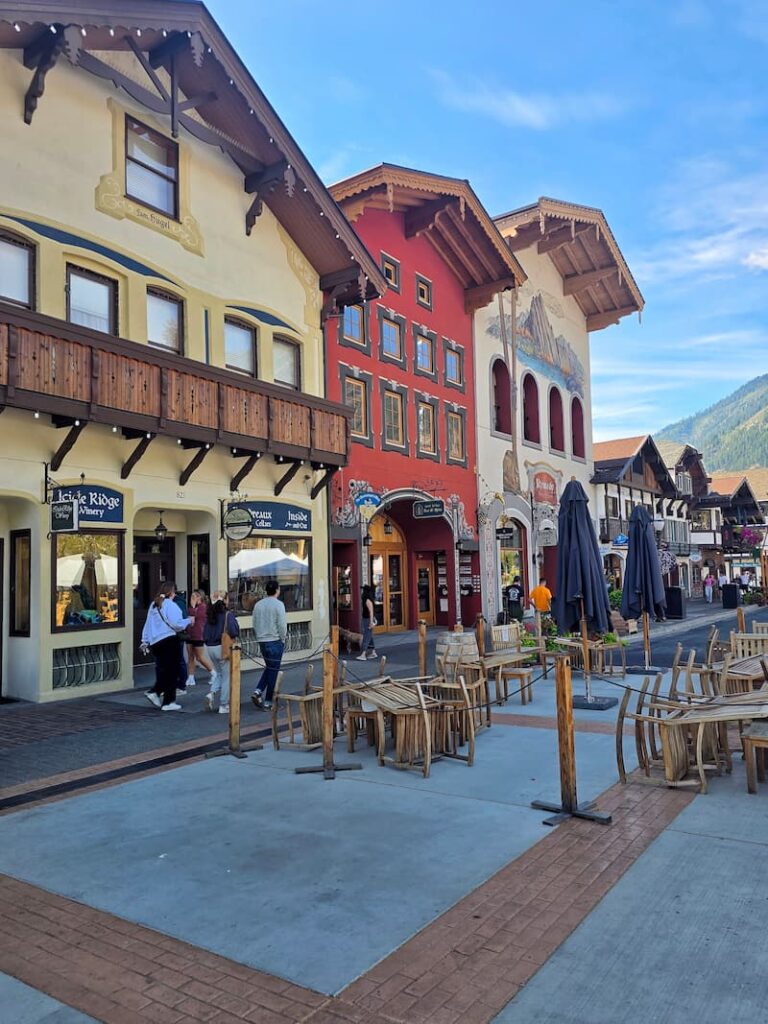 Bavarian style village of Leavenworth Washington nestled in the Cascade Mountains