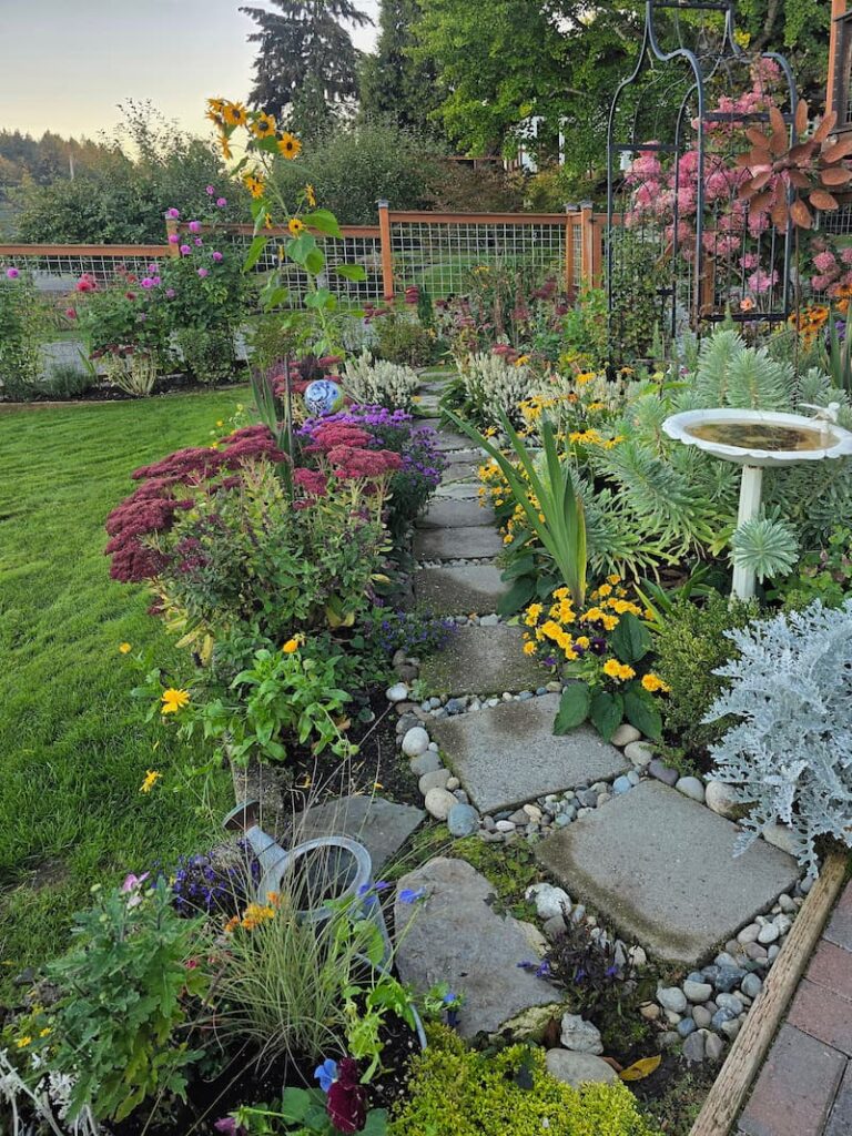 Pacific Northwest cottage garden in early fall