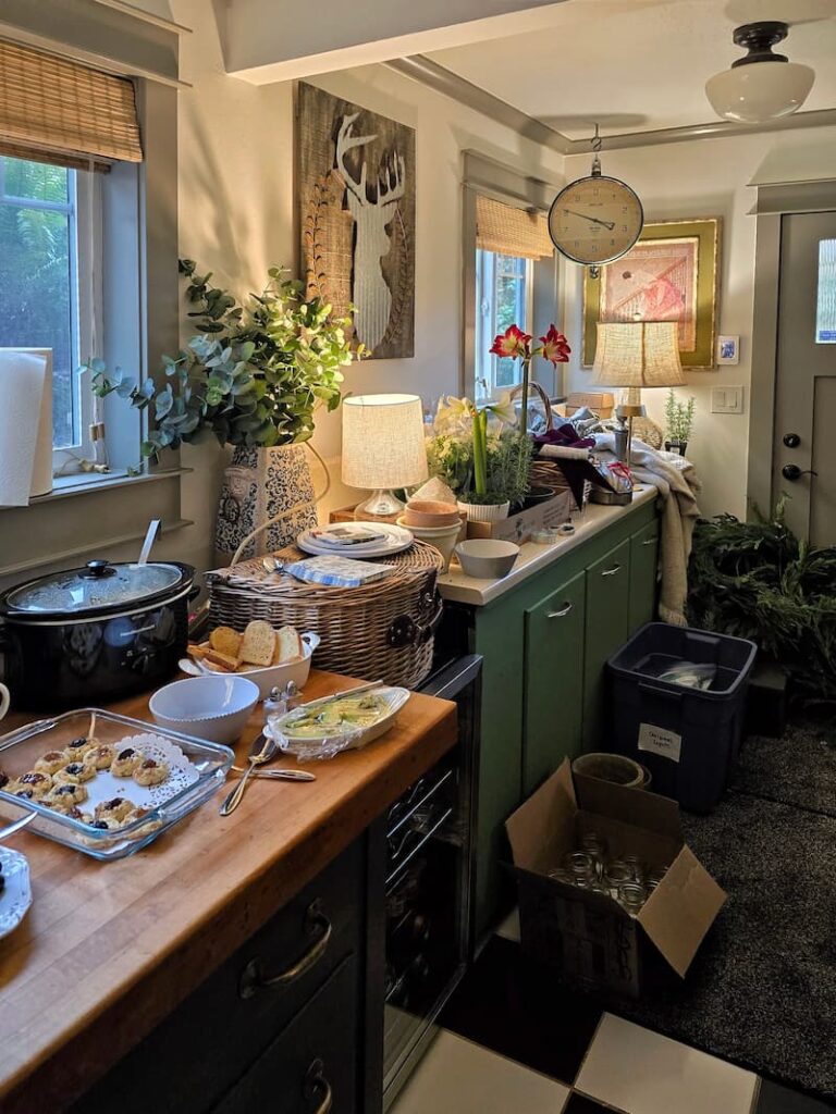 Clutter and supplies moved out of frame during a magazine home shoot